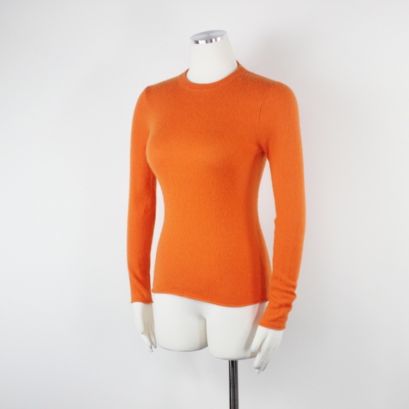 J.Crew Orange Cashmere Crewneck Fitted Sweater XS - Picture 2 of 8